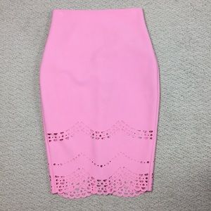 Elizabeth and James Scalloped Pink Pencil Skirt
